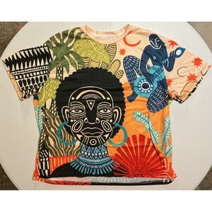 Afrocentric AOP Art Tribal Guitar T-Shirt Multicolor All Over Print Fits 4XL